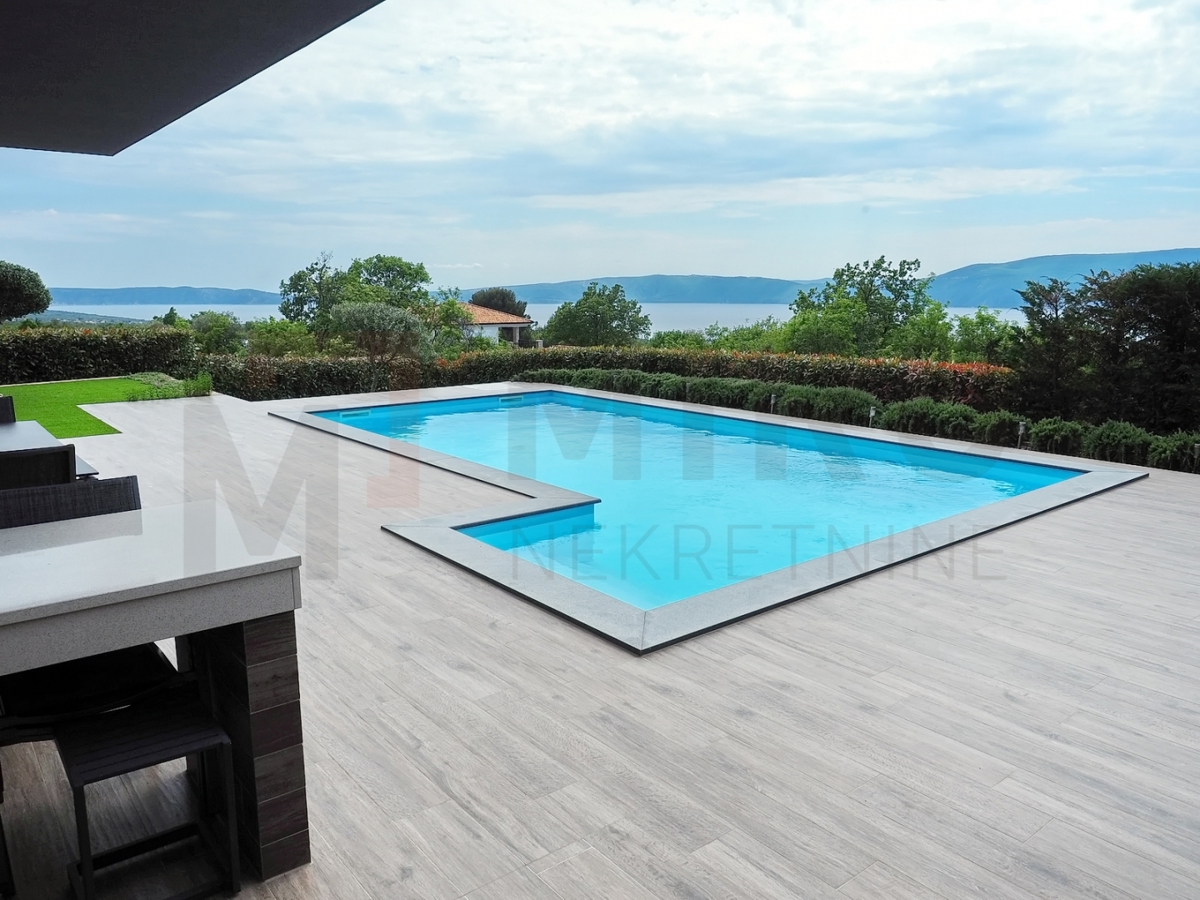 Krk, okolica, luksuzna moderna vila z bazenom in odprtim pogledom, PRODAJA!