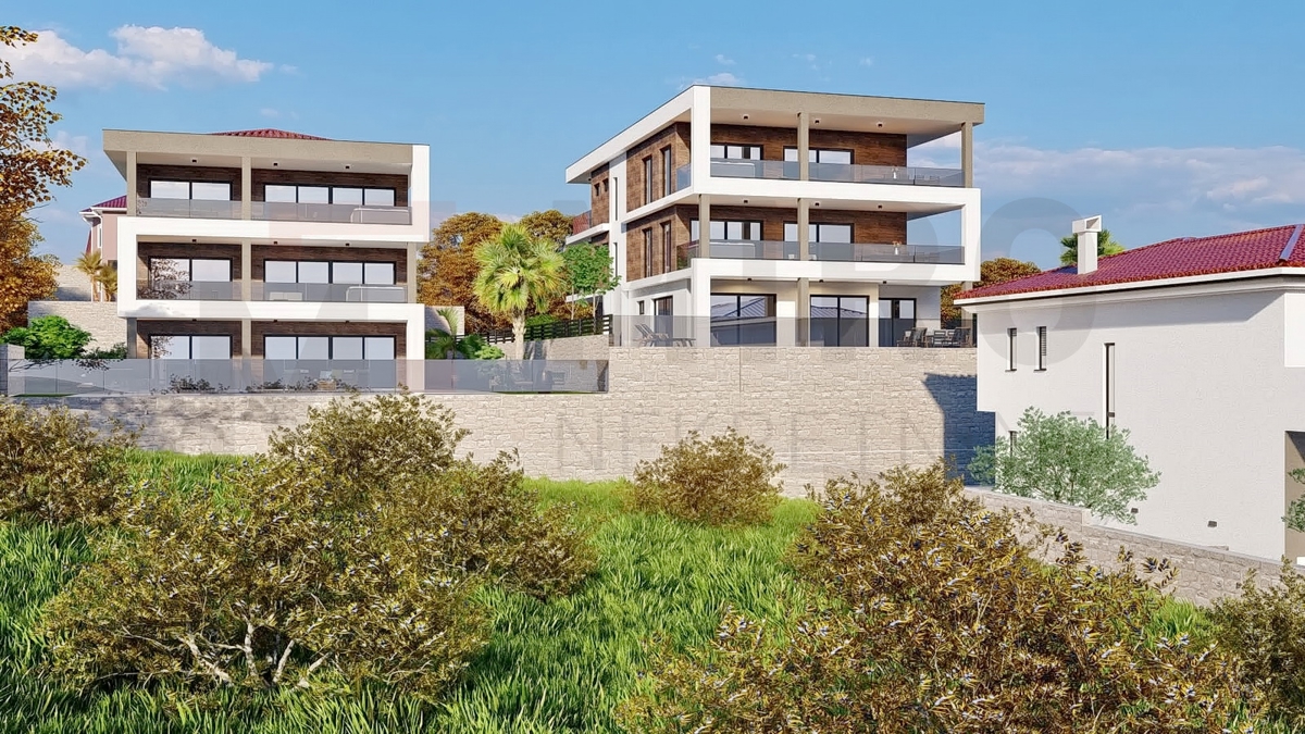 Vrbnik, novogradnja, luksuzno stanovanje v pritličju z vrtom in bazenom