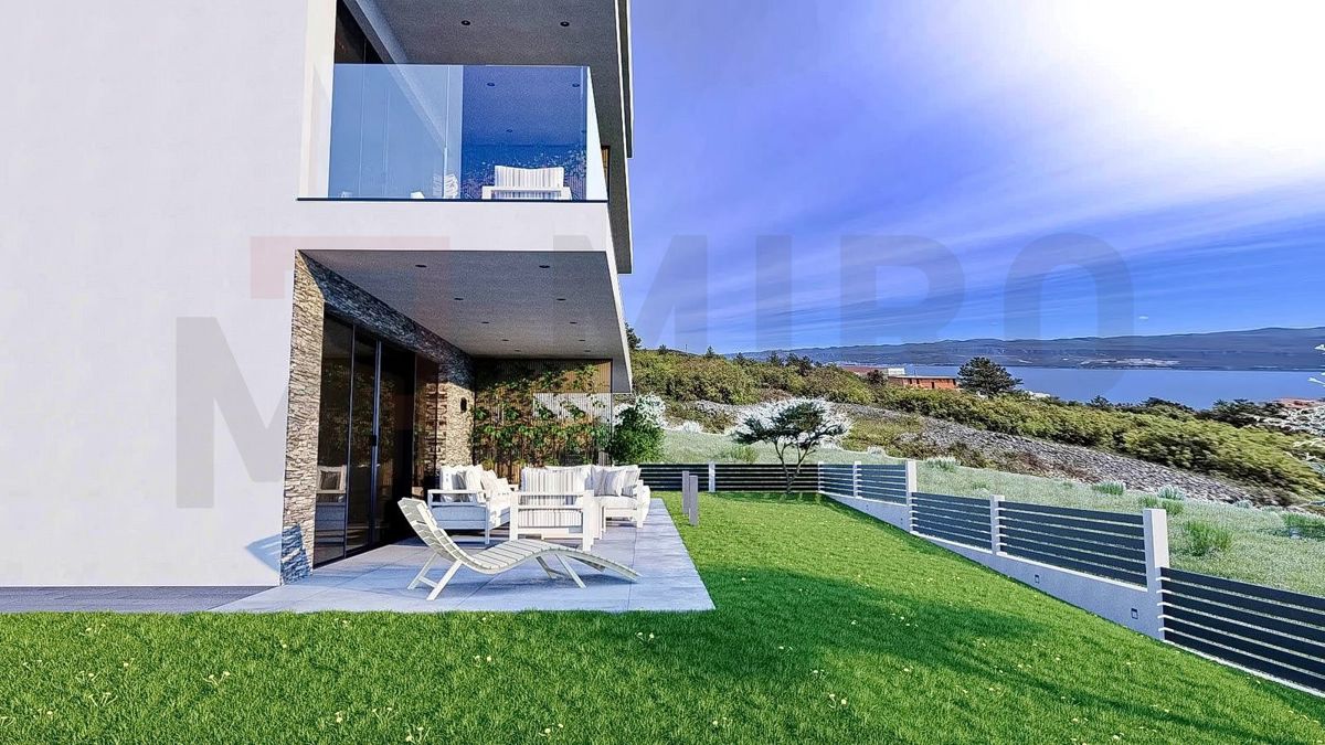 Vrbnik, dva apartmaja v gradnji s pogledom na morje, NAPRODAJ!