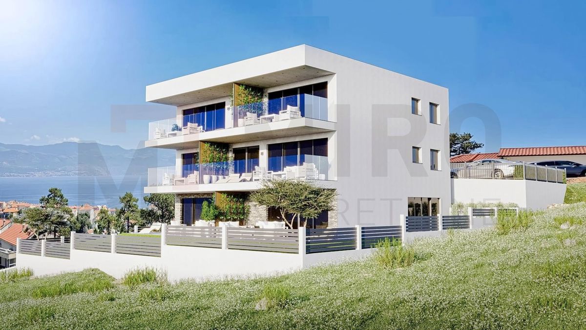 Vrbnik, dva apartmaja v gradnji s pogledom na morje, NAPRODAJ!