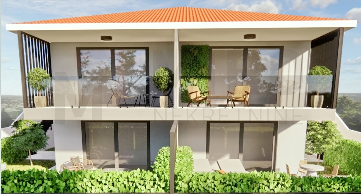 Omišalj, nov apartma z bazenom 150 m od morja, PRODAJA!