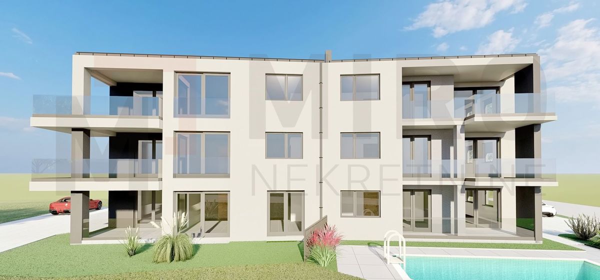 Šilo, stanovanje v novogradnji z vrtom in skupnim bazenom!