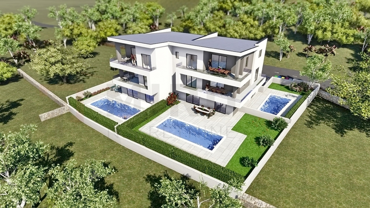 Malinska, novogradnja, prostoren apartma z vrtom, PRODAJA!