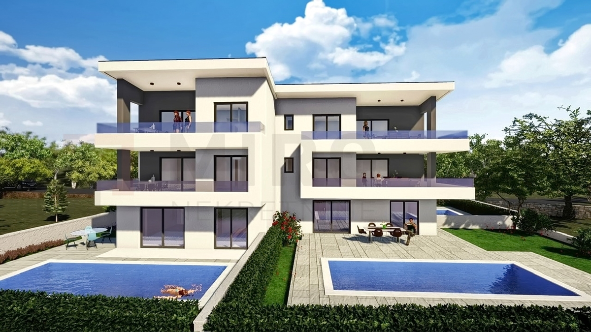 Malinska, novogradnja, prostoren apartma z vrtom, PRODAJA!