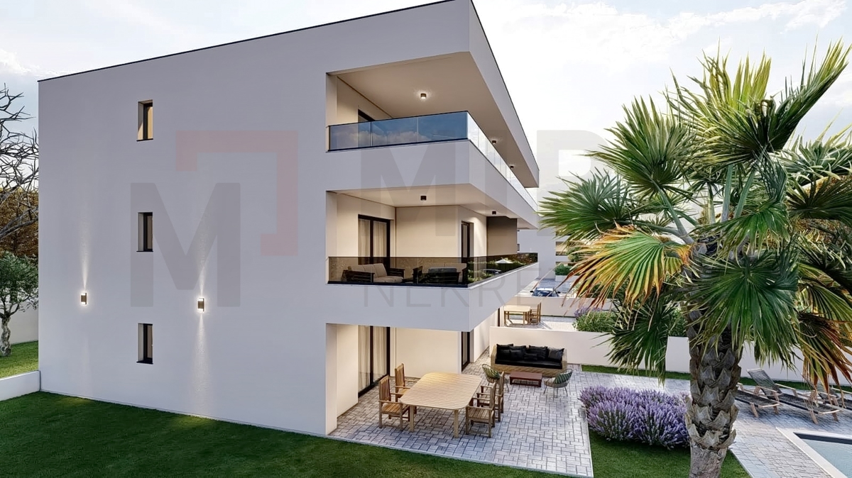 Malinska, novogradnja, pritlični apartma z bazenom in vrtom