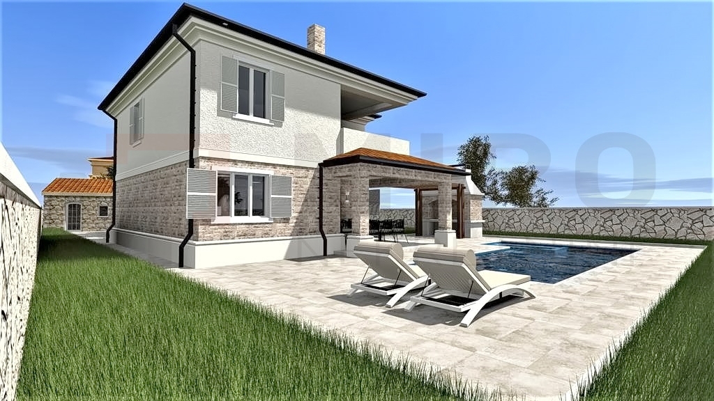 Vrbnik, Garica, samostojna nova vila z bazenom in vrtom