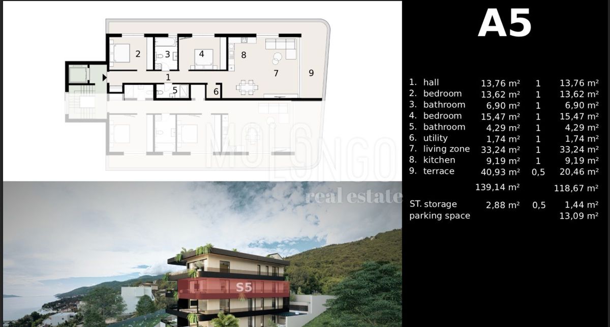 Stanovanje/apartma Ičići, Opatija - Okolica, 118,67m2