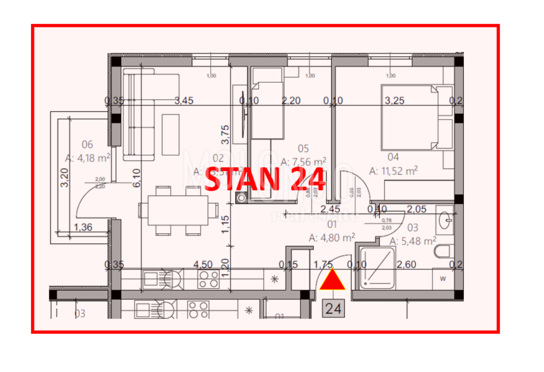 ISTRA, PULA - Novogradnja, stan 24 – 3. kat, 54,95 m²