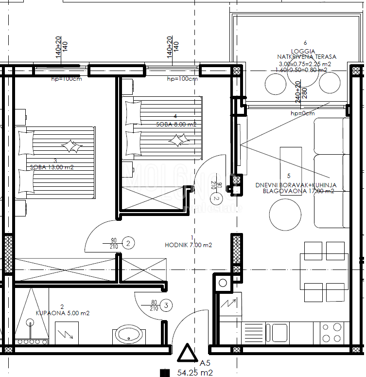 PULA – NOVOGRADNJA | Stan u prizemlju 54,25 m² | terasa | garažno parkirno mjesto