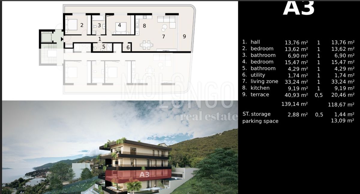 Stanovanje/apartma Ičići, Opatija - Okolica, 118,67m2
