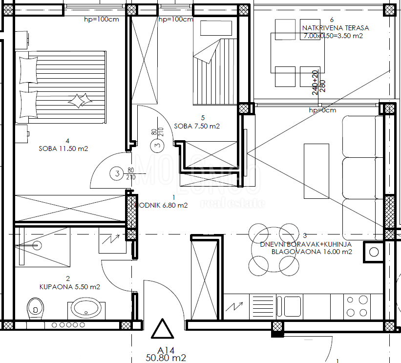 PULA – NOVOGRADNJA | Stan 50,80 m² 1. kat | terasa | garažno parkirno mjesto