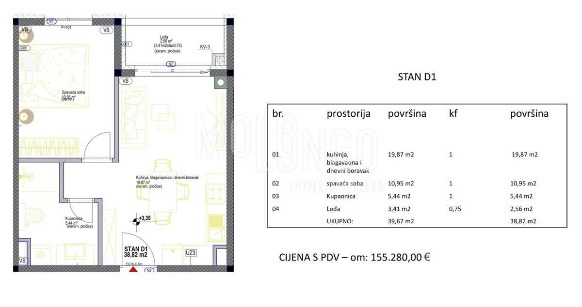 Stanovanje/apartma Poreč, 38,28m2