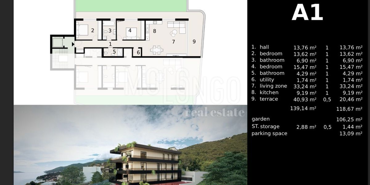 Stanovanje/apartma Ičići, Opatija - Okolica, 118,67m2