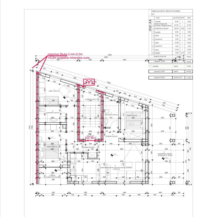 Stanovanje/apartma Monteserpo - Komunal, Pula, 105,35m2