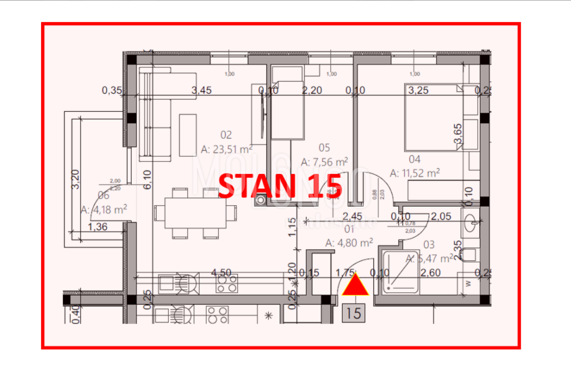 ISTRA, PULA - Novogradnja, stan 15 – 2. kat, 54,95 m²