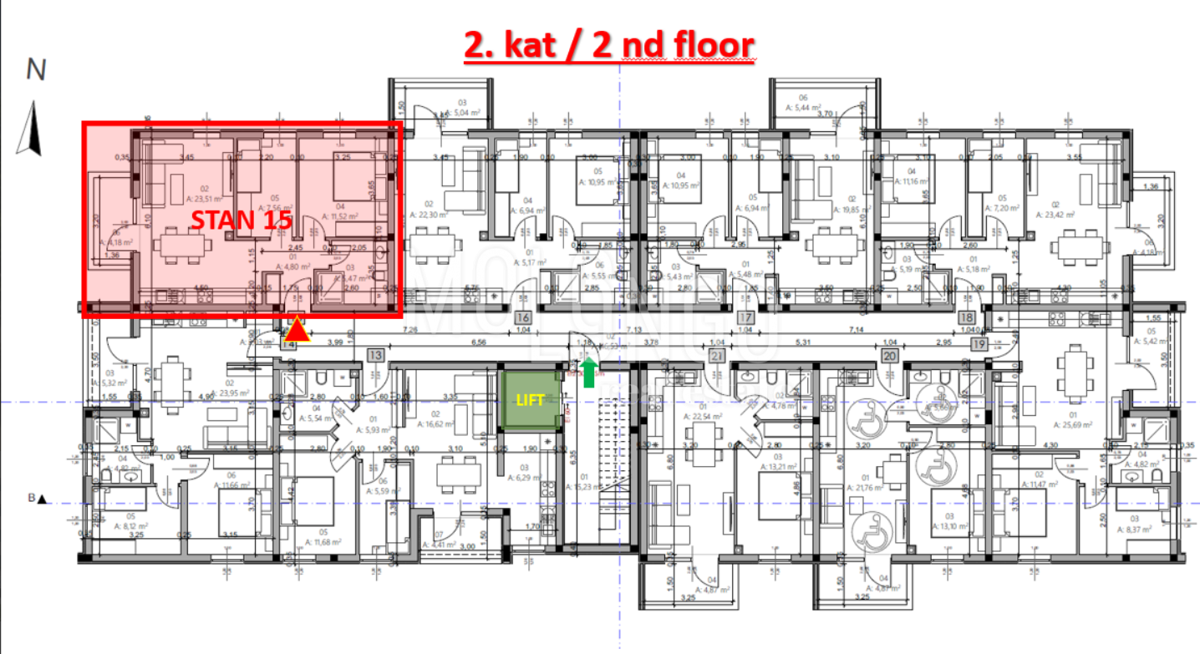 ISTRA, PULA - Novogradnja, stan 15 – 2. kat, 54,95 m²