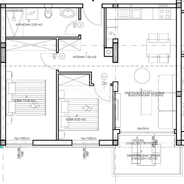 PULA – NOVOGRADNJA | Stan na 4. katu 55 m² garažno parkirno mjesto, A37