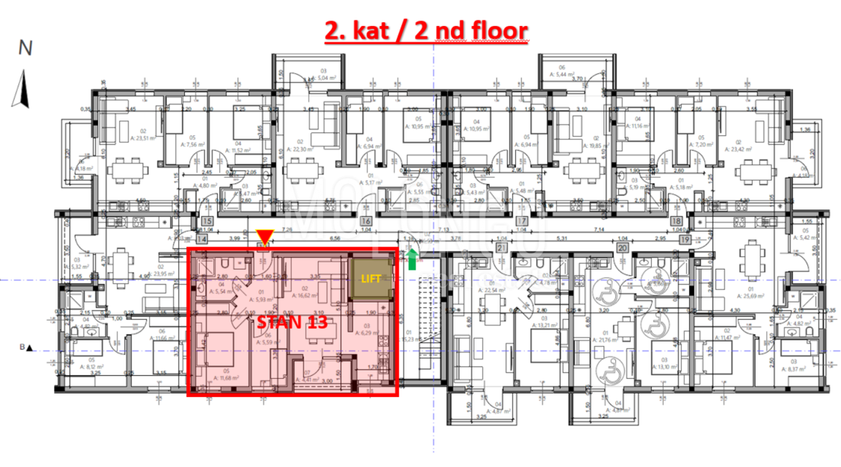 ISTRA, PULA - Novogradnja, stan 13 – 2. kat, 54,96 m²