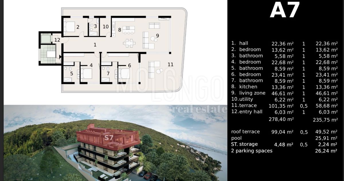 Stanovanje/apartma Ičići, Opatija - Okolica, 118,67m2
