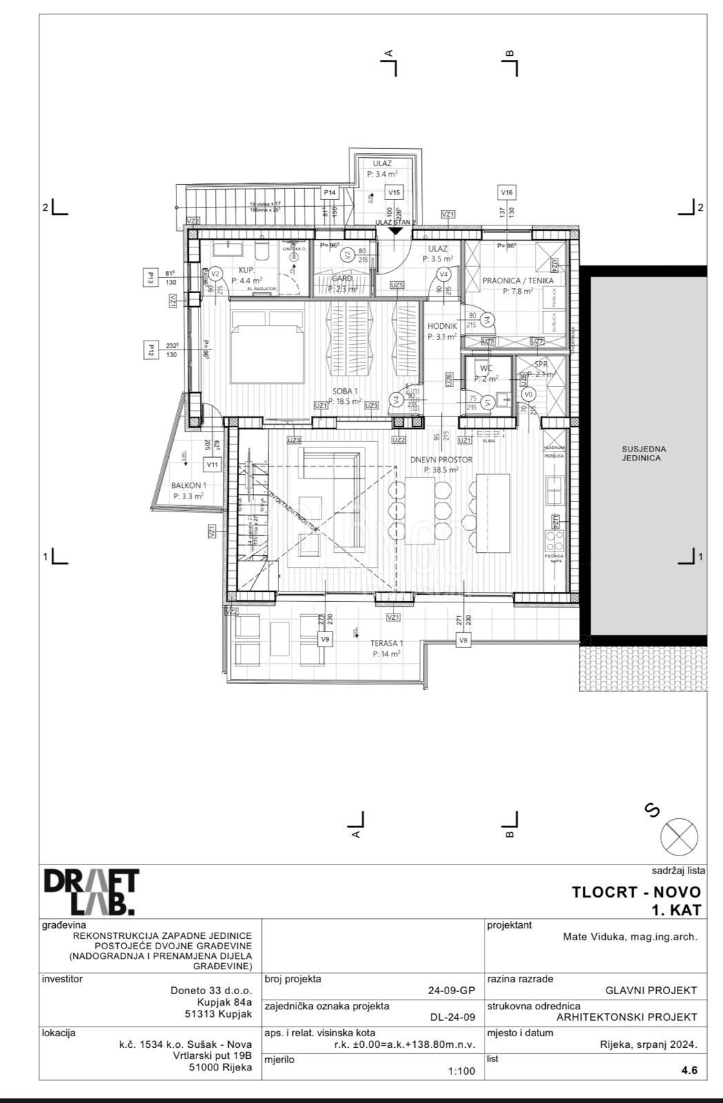 Stanovanje/apartma Trsat, Rijeka, 126m2