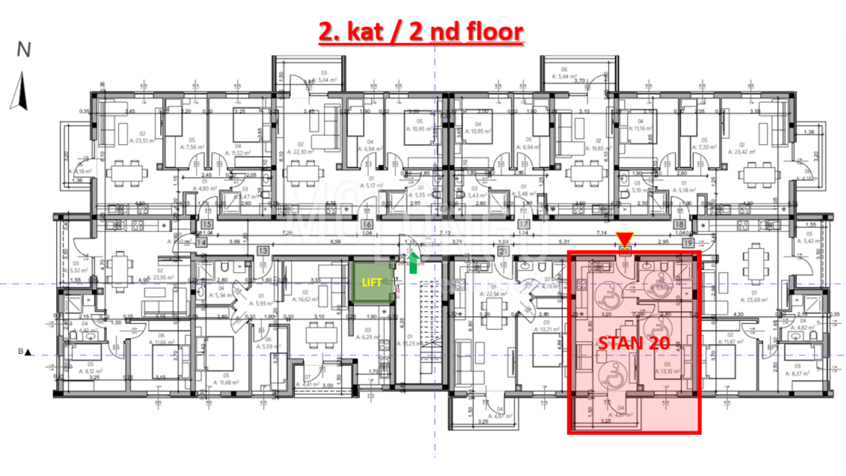 ISTRA, PULA - Novogradnja, stan 20 – 2. kat, 42,96 m²