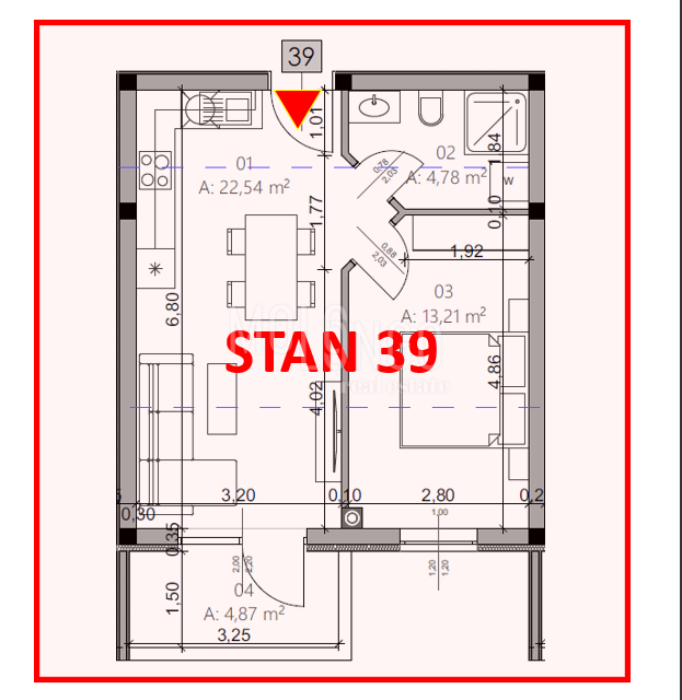 ISTRA, PULA - Novogradnja, stan 39 – 4. kat, 42,97 m²