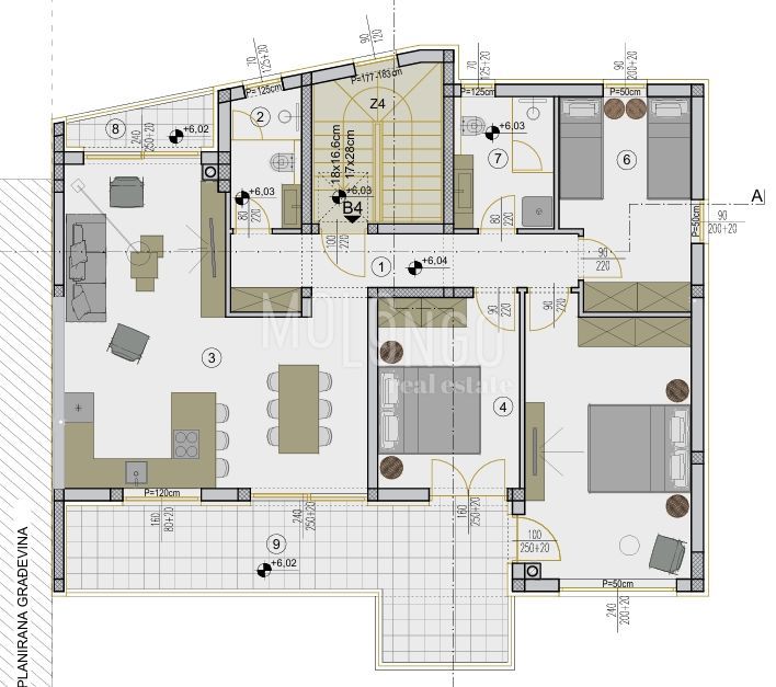 PULA – VELI VRH | PENTHOUSE | 108,36 m² | 3 spavaće sobe | 2 kupaonice | velike lođe