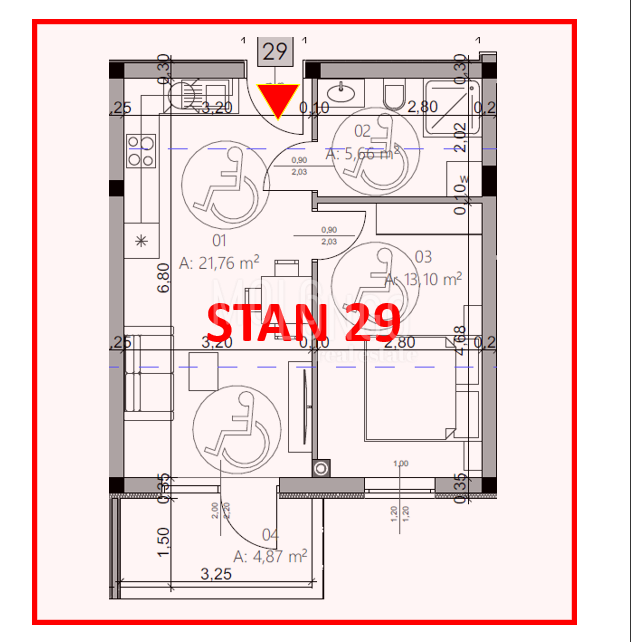 ISTRA, PULA - Novogradnja, stan 29 – 3. kat, 42,97 m²
