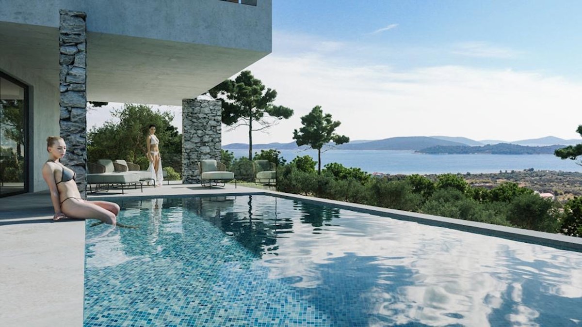 Vodice, luksuzna vila z bazenom in razgledom