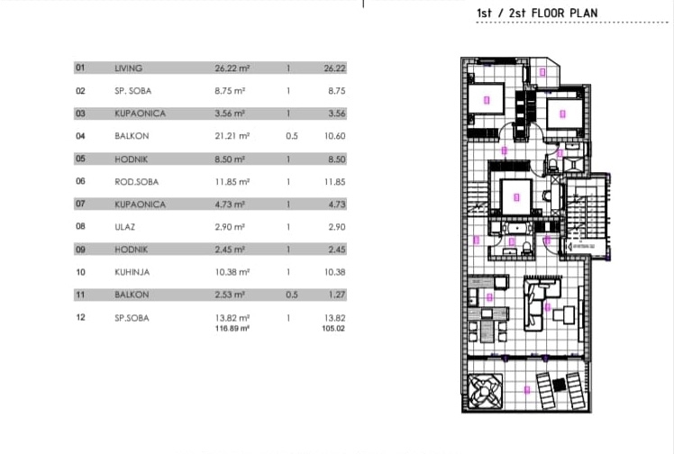 DRAMALJ - Apartma 105 m2 v drugem nadstropju, 150 m od morja, dve terasi, parkirišče