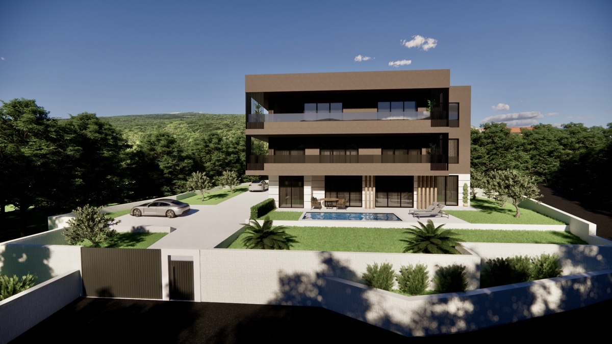 JADRANOVO - Novogradnja z bazenom in zasebnim vrtom