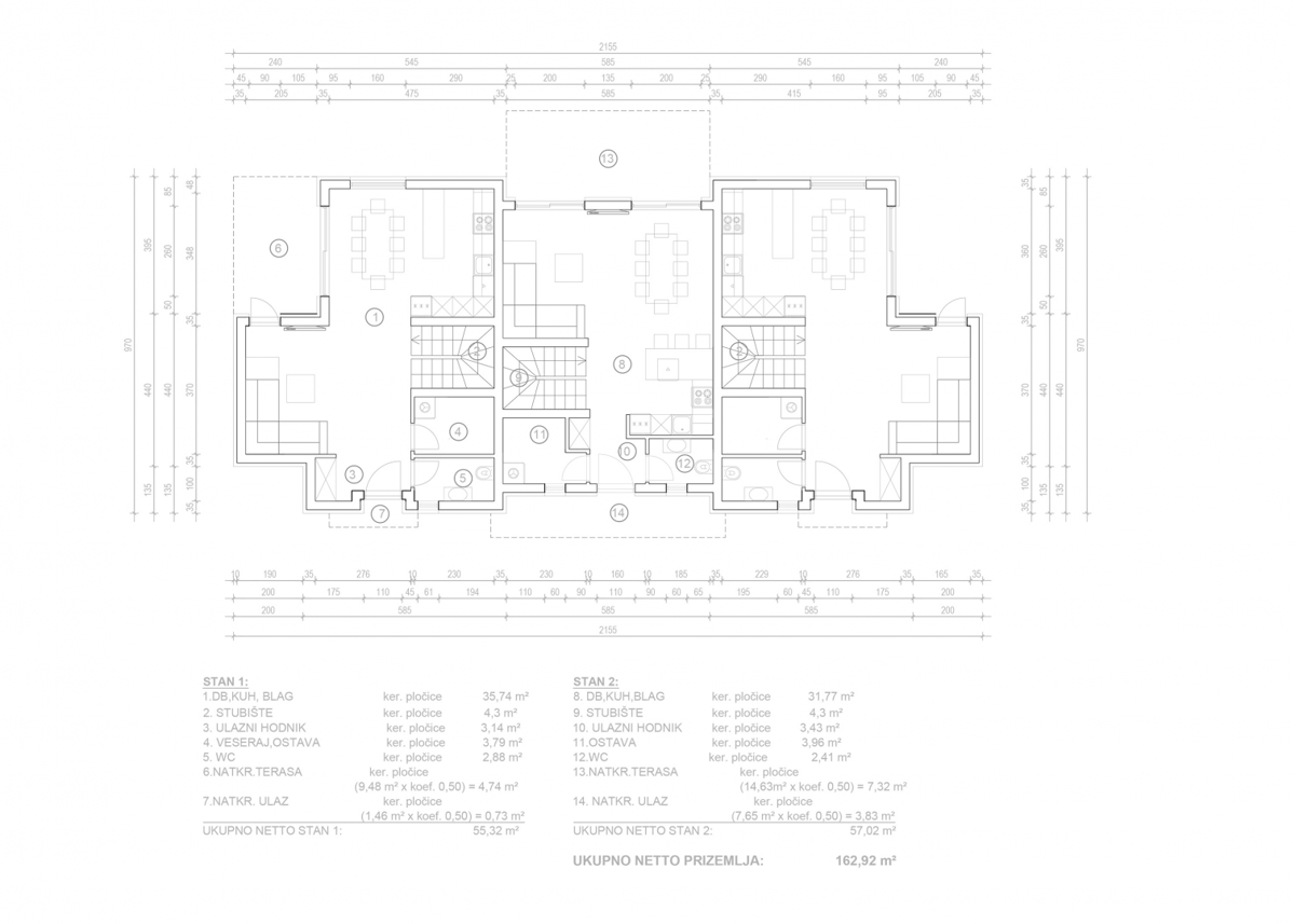OTOK KRK, NJIVICE - Vrstna hiša z bazenom, novogradnja