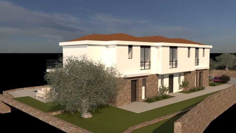 OTOK KRK, NJIVICE - Vrstna hiša z bazenom, novogradnja