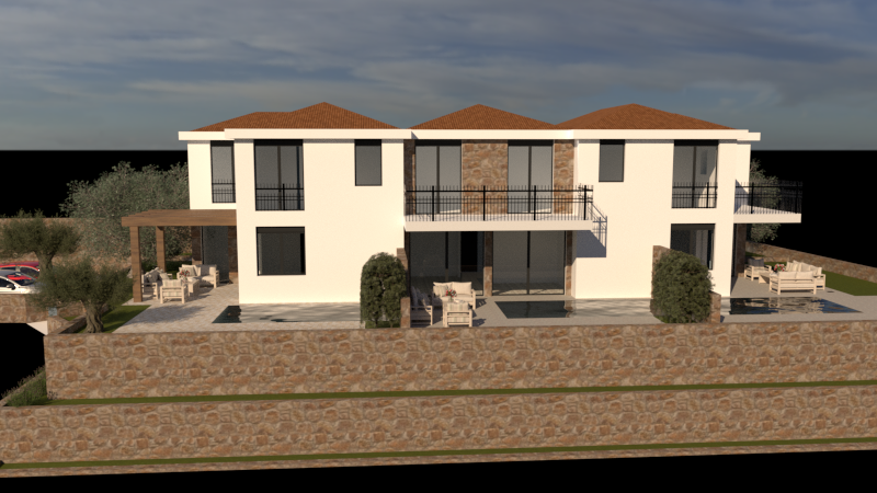 OTOK KRK, NJIVICE - Vrstna hiša z bazenom, novogradnja