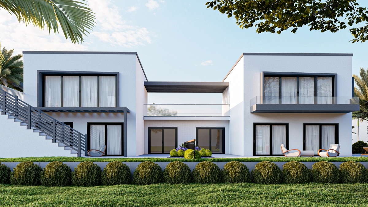 OTOK KRK - Moderna hiša dvojček z bazenom in pogledom na morje