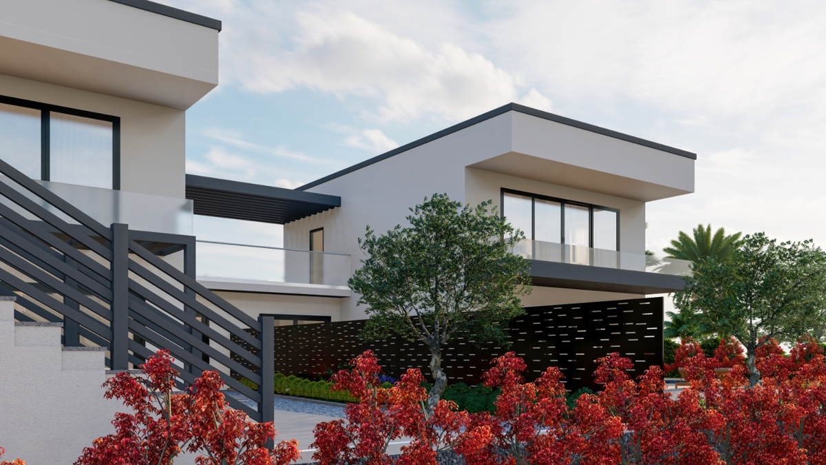 OTOK KRK - Moderna hiša dvojček z bazenom in pogledom na morje