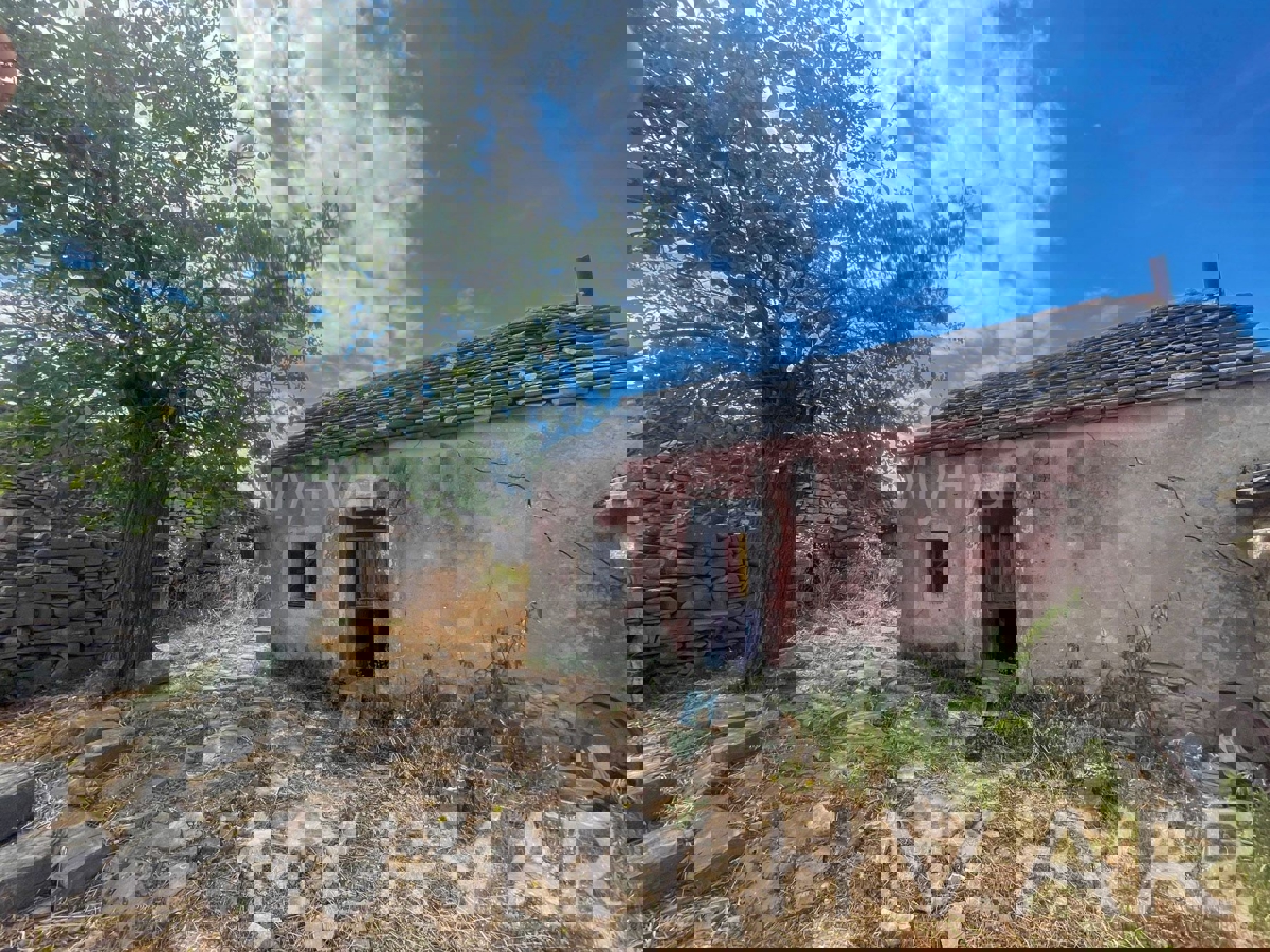 Dvojček s kamnitimi kočami v Bogomolju