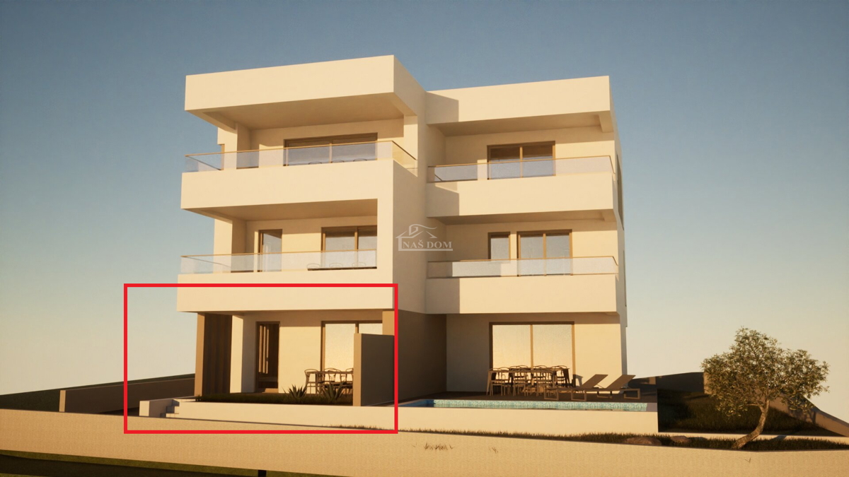 Vodice - Luksuzno stanovanje S1 z vrtom na mirni lokaciji, novogradnja