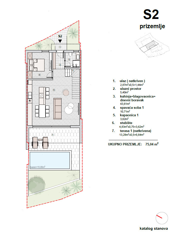 Vodice - S3 hiša z bazenom, strešna terasa s pogledom na morje