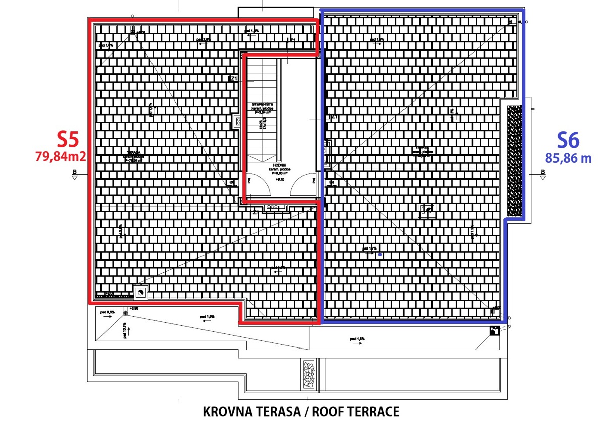 Vodice - Luksuzno stanovanje S6 s strešno teraso, drugo nadstropje
