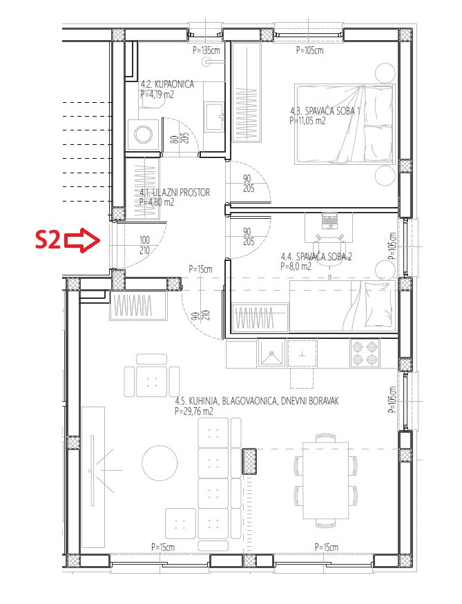 Vodice - Dvosobno stanovanje S2, pritličje z vrtom