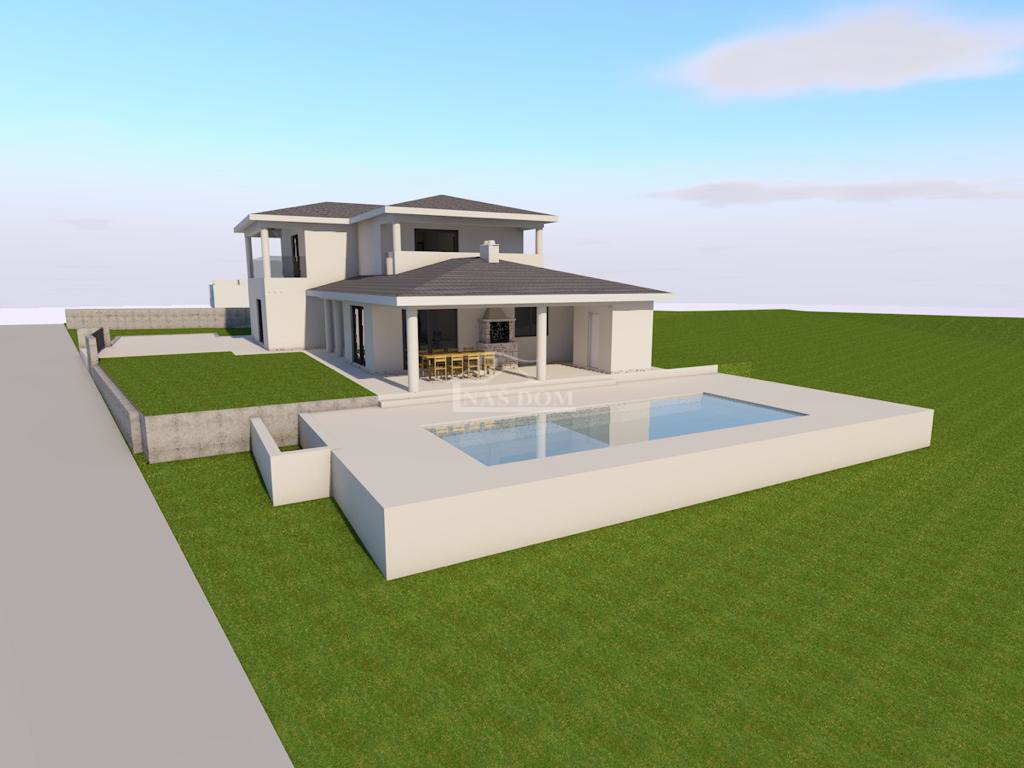 Vodice – zemljišče 879 m² z dovoljenjem za hišo s bazenom