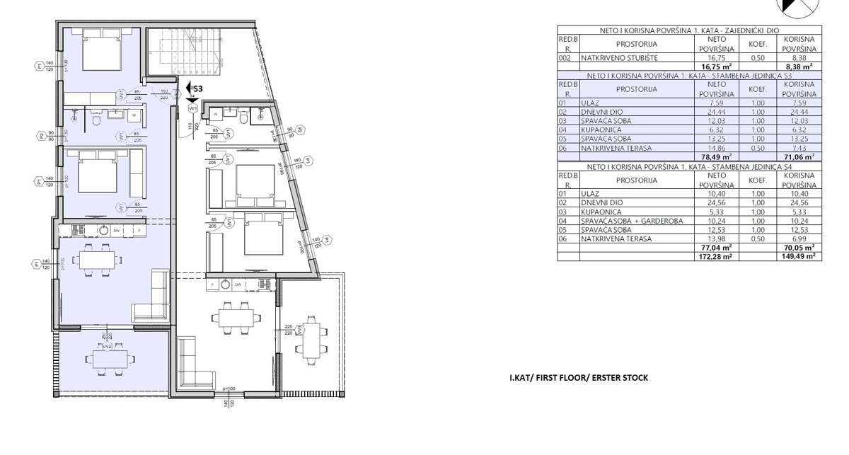 Vodice - NOVOGRADNJA S3 stanovanje s prostorno teraso