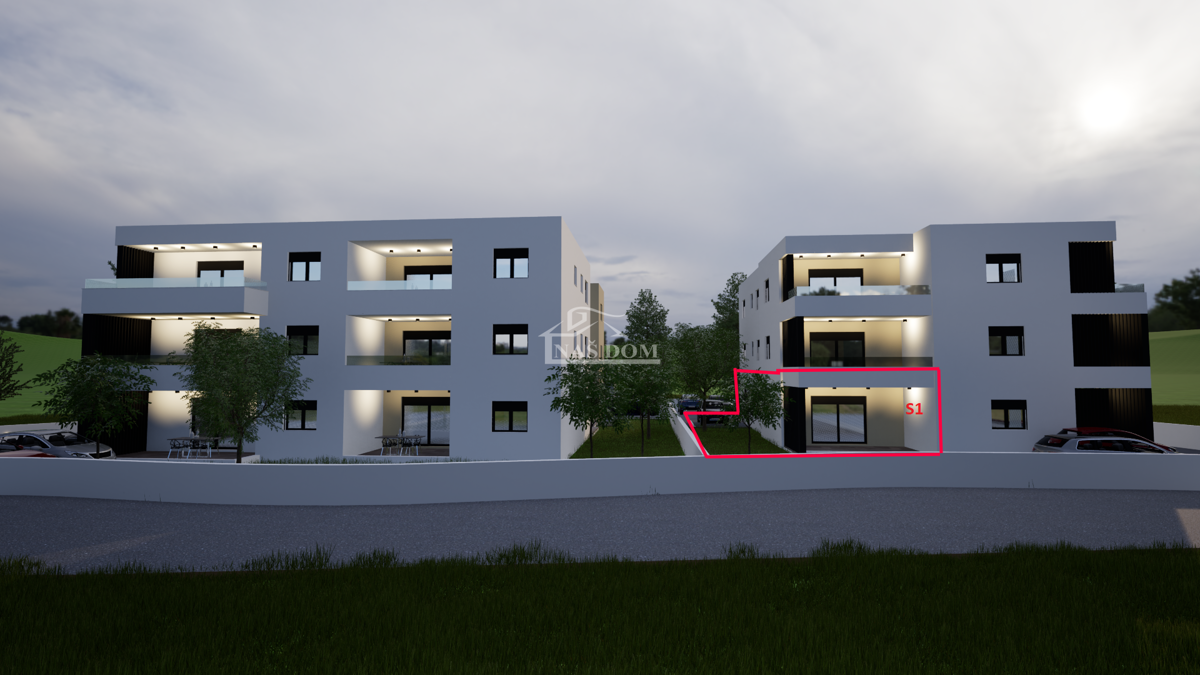 Vodice - *NOVOGRADNJA* S1 stanovanje z vrtom. 750 m od plaže