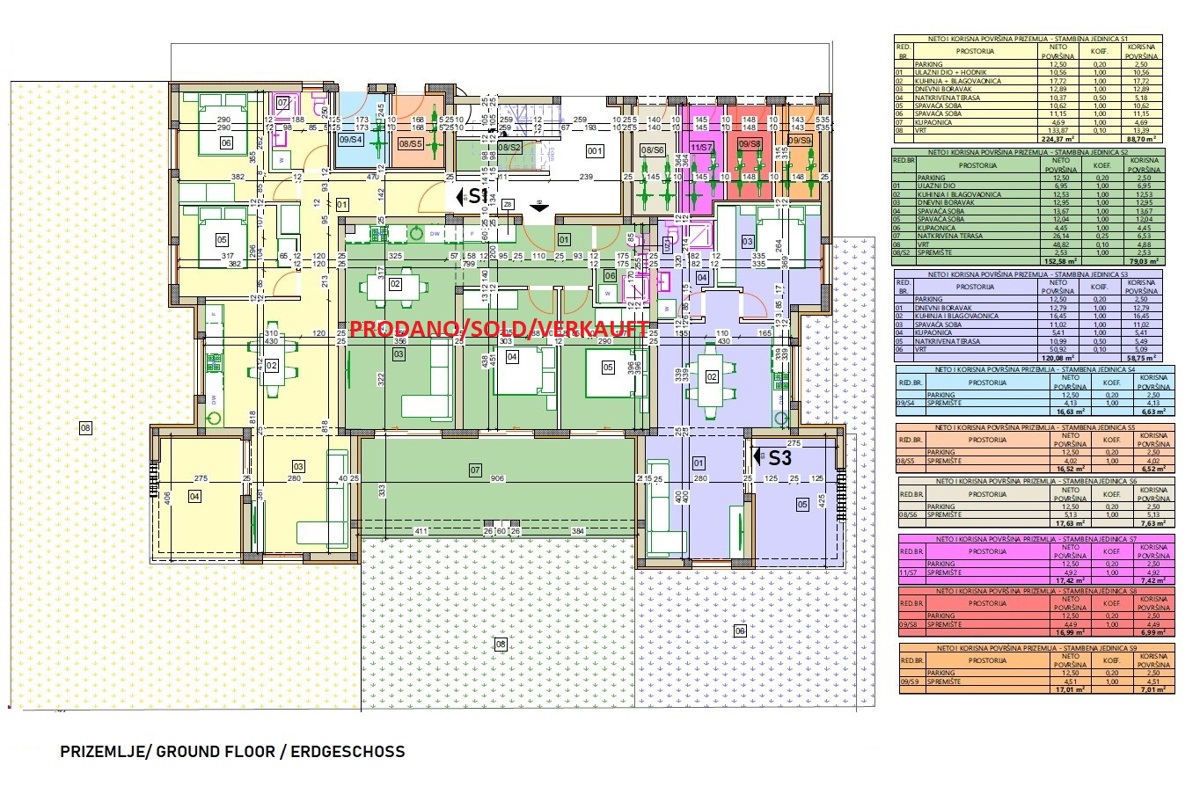 Vodice - Stanovanje S3 v pritličju z vrtom, 500 m od središča