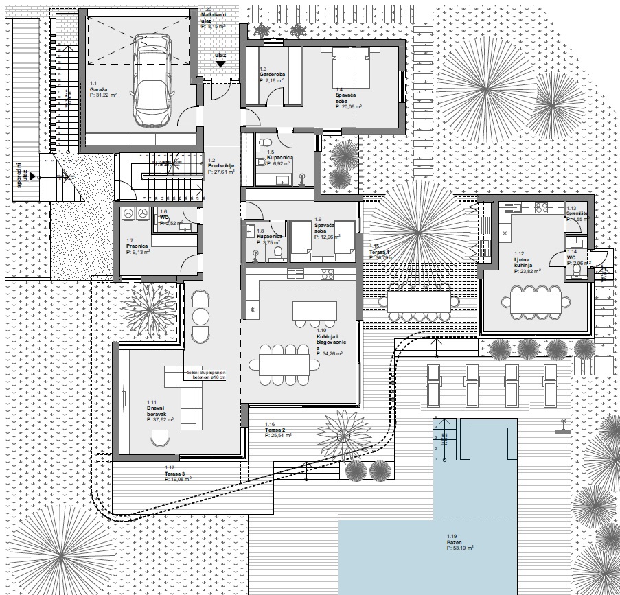 Vodice - Luksuzna oblikovalska vila z bazenom - roh bau