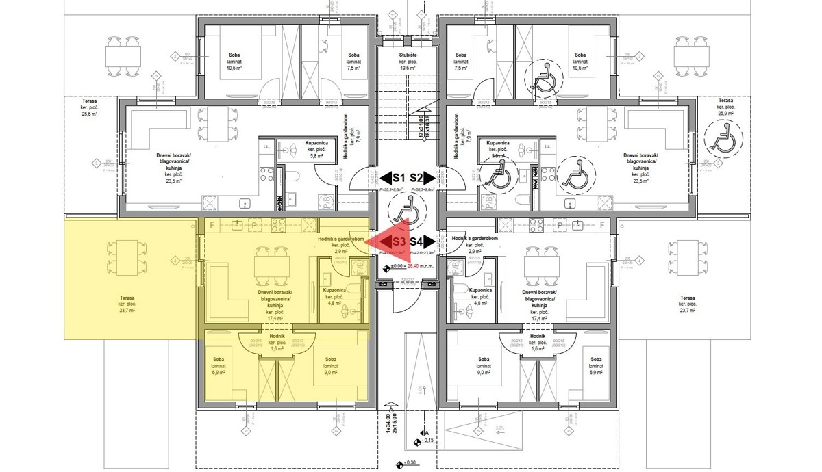 Vodice - predprodaja - Dvosobno stanovanje S3 z vrtom