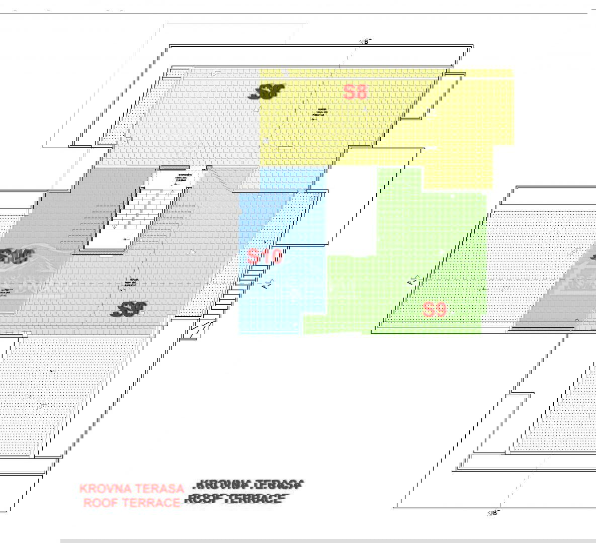 <Luksuzni stan A8 s krovnom terasom, 50m od plaže>