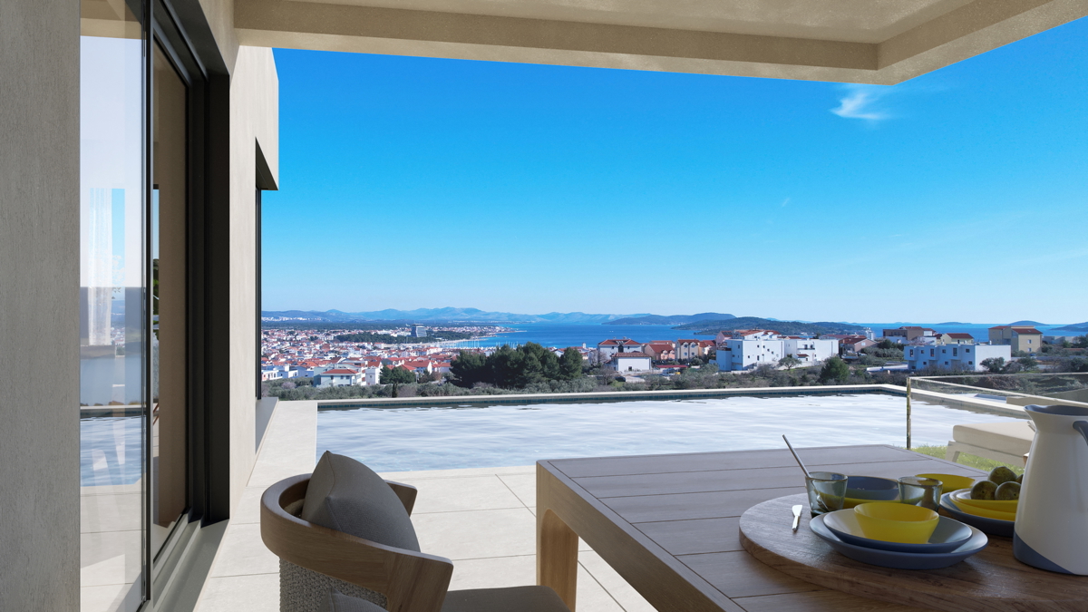 Vodice - Luksuzna dvojna kuća S1 s pogledom na morje