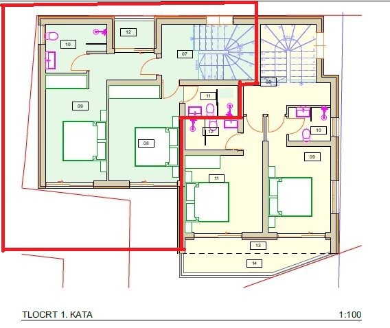 Vodice, Srima - dvojna hiša 250 m od plaže